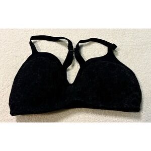 Aerie 38D Bra Black Real Happy Wireless Back Closure Lace Lined Adjustable Strap